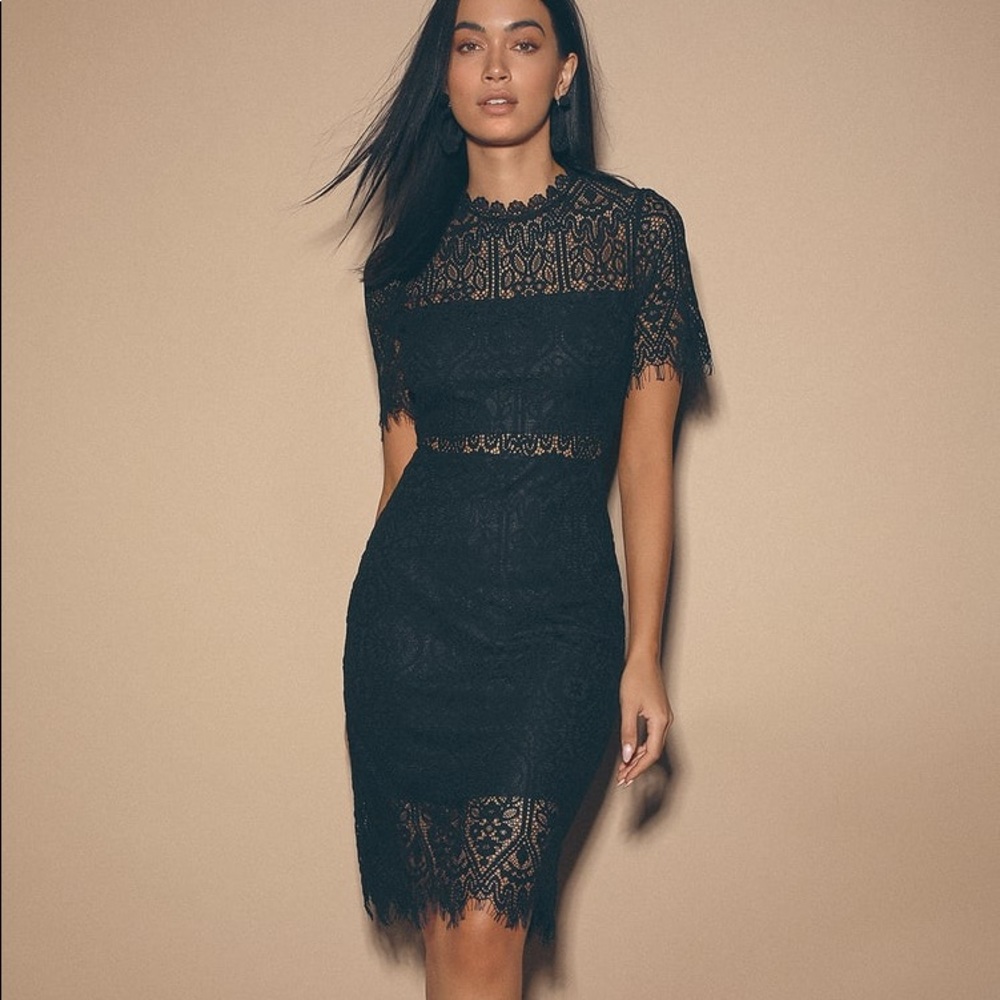 Lulu*s Remarkable Black Lace Dress | Worn Once